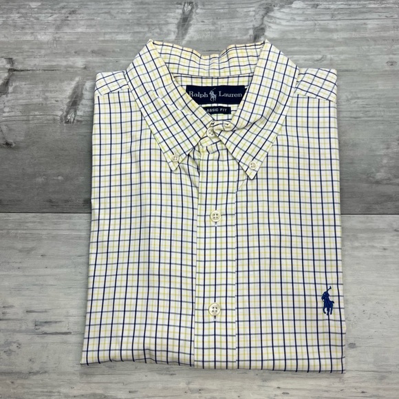 Polo Ralph Lauren Other - Polo Ralph Lauren White w/ Yellow, Navy & Green Plaid Shirt L